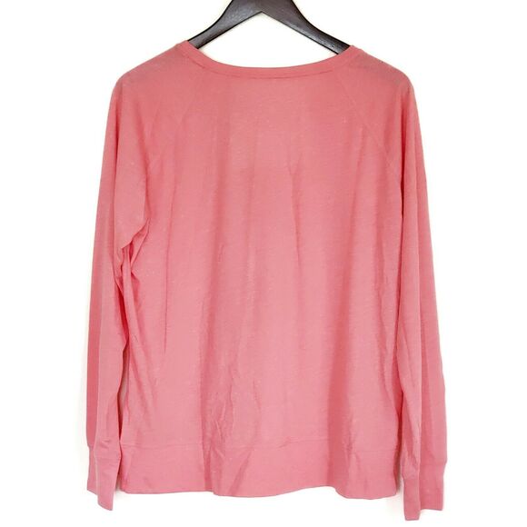 DANIEL BUCHLER long sleeve metallic pullover lounge top peach tee Size Large NEW - Picture 2 of 7